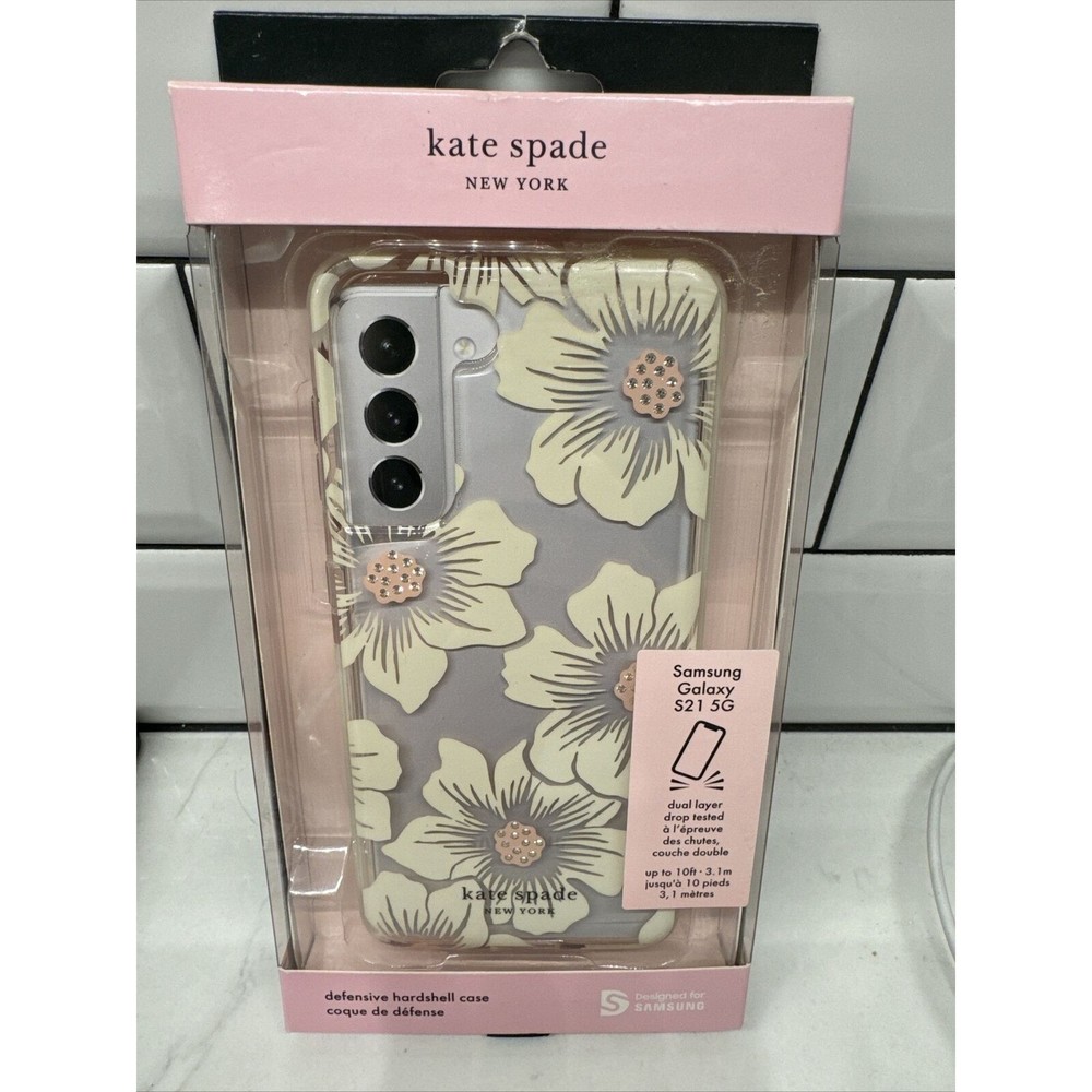 Kate Spade Hardshell Case for Galaxy S21 5G - Hollyhock Floral Clear